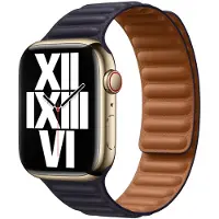 Apple Bracelet Leather Link pour Watch | 44/45/46/49 mm - Taille M/L - Ink