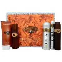 Cuba Coffret de soins pour hommes Cuba Original Gold : eau de toilette 100 ml & 35 ml, déodorant 200 ml, gel douche 200 ml, après-rasage 100 ml - des soins incontournables pour l'homme moderne.