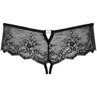 Obsessive Merossa - string ouvert femme avec strass - noir - L/XL