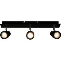 Briloner Plafonnier LED Spot LEUCHTEN ROCK, 5 W, 460 lm, IP20, noir, métal, incl., 3x GU10, 45 x 8 x 12 cm