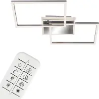 Briloner Plafonnier LEUCHTEN FRAME, 40 W, 4200 lm, IP20, chrome-alu, métal-plastique, intensité lumineuse variable, CCT, 50 x 38,8 x 8 cm
