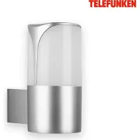 Telefunken Lampe d'extérieur SKIPTO, douille E27, 12 W, argent, IP44, Ø 9 x 18 cm