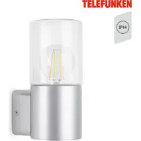 Telefunken Lampe d'extérieur AMPOLO, douille E27, argent, IP44, 19,5 x 8,5 x 11 cm