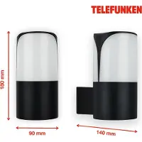 Telefunken Lampe d'extérieur SKIPTO, douille E27, 12 W, noir, IP44, Ø 9 x 18 cm