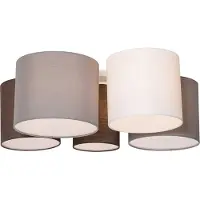 QAZQA Plafonnier blanc, gris et marron 5 lumières - Multidrum