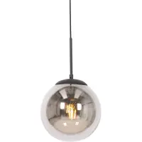 QAZQA Suspension Art Déco noire avec verre fumé - Flore