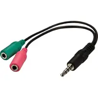 Deltaco AD-8 - 3,5 mm - mâle - 2 x 3,5 mm - femelle - 0,1 m - noir (Adaptateur jack), Adaptateur audio, Noir