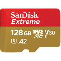 SanDisk Extreme microSDXC A2 UHS-I U3 V30 190MB/s Carte mémoire 128GB, sans adaptateur