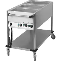 Casselin Bain Marie Chariot en inox 2 ou 3 bacs - chauffé à l'eau, Version:3 bacs