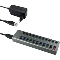 MaxTrack Hub USB 3.0 11 ports (USB-A, 11 ports), Station d’accueil + hub USB, Argent, Gris