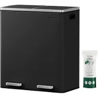 OEM Corbeille à papier à double compartiment, poubelle au design moderne, poubelle à pédale à 2 compartiments, fermeture en douceur, noir