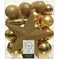 Décoris Weihnachtskugeln Mix 023370 bruchfest gold 33St