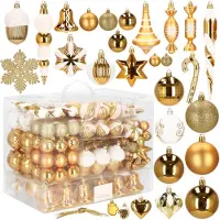 Springos Boules de Noël - - 155 pcs - Plastique - Couleur dorée - Décorations variées