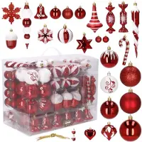 Springos Boule d'arbre de Noël - - 153 pièces - Incassables - Rouge - Plastique