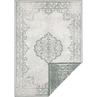 Hanse Home Tapis Orient, modèle Cebu, vert et crème, réversible, robuste et facile d'entretien - 120x170 cm