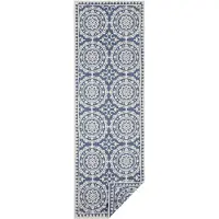 Hanse Home : Tapis d'extérieur et d'intérieur pour jardin, bleu et blanc, réversible, résistant aux intempéries, robuste - 80 x 350 cm