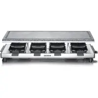 Severin Gril à raclette avec pierre naturelle 8 poêlons 1500Watt acier inoxydable
