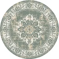 FRAAI Tapis rond vintage | Spring Medallion Vert/Crème | Ø 280cm | Vert | Rond | Tapis