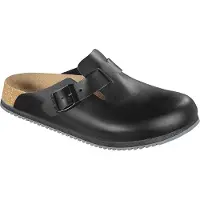 Birkenstock Sabots Birkenstock Unisexe Boston Leather Black Super Grip Sole Regular-Taille 39