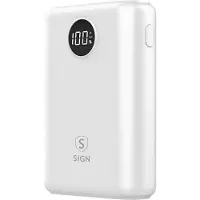 Sign Batterie externe Mini Q.C avec écran 10 000 mAh - Blanc