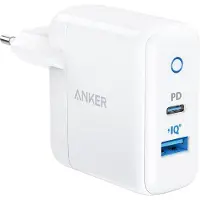 Anker PowerPort PD+ 2 chargeur mural, USB-C, USB-A, 35W, blanc-gris