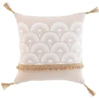 Douceur d'intérieur Douceur d'Intérieur, Coussin Déhoussable (40 x 40 cm) Bahina Blanc, Polycoton Imprimé Finition Jute