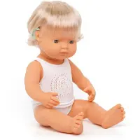 Miniland Poupée européenne 38cm avec implant cochléaire
