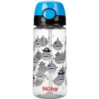 Nuby Gobelet Paille Souple Et Bouton Push En Tritan - 540 Ml - Bleu - 3 Ans +