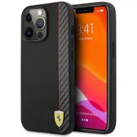 Ferrari FESAXHCP13LBK iPhone 13 Pro/13 6,1" czarny/black étui rigide On Track Carbon Stripe (Apple iPhone 13, Apple iPhone 13 Pro), Coque pour téléphone portable, Noir