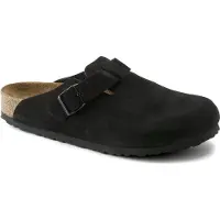Birkenstock Klomp Birkenstock Unisex Boston Soft Footbed Suede Black Regular-Schoenmaat 46