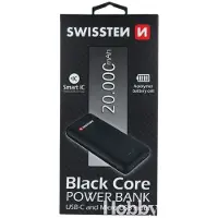 Swissten 22013928 Banque de puissance au lithium polymère (LiPo) (20000 mAh, 74 Wh), Chargeur de secours, Noir