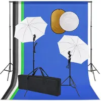 vidaXL Kit de studio photo avec lampes toile de fond et réflecteur