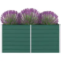 vidaXL Lit surélevé 160 x 80 x 77 cm Acier galvanisé Vert