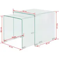vidaXL Ensemble de deux tables d'ensemble en verre trempé Transparent