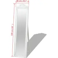 vidaXL Miroir sur pied de style baroque 160x40 cm blanc