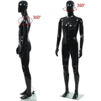 vidaXL Mannequin homme corps complet base verre Noir brillant 185 cm