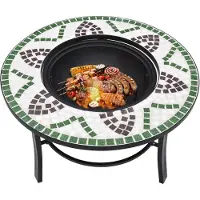 vidaXL Foyer Mosaïque Céramique Vert 68 cm