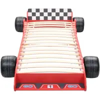 vidaXL Lit d'enfant au design de voiture de course 90 x 200 cm rouge