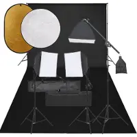 vidaXL Kit de studio photo avec éclairage toile de fond et réflecteur
