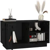 vidaXL Armoire TV noire 70x34x40 cm pin massif