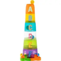 Chicco Apilable Super Tower Pyramid With 6 Cubes And 4 Balls 30x62x30 Cm Multicolore Enfants