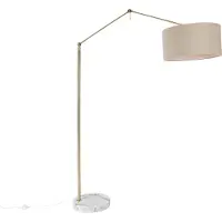QAZQA Lampadaire doré avec abat-jour brun clair 50 cm réglable - Editor