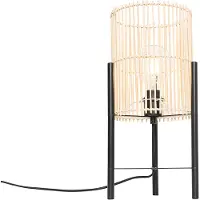 QAZQA Lampe de table scandinave en bambou - Natasja