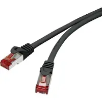 Renkforce RF-4979744 Câble réseau RJ45, câble patch CAT 6 S/FTP 5.00 m noir avec protection contre l'encliquetage, contacts plaqués or, ignifugé 1 pc