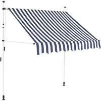 vidaXL Store rétractable manuel 150 cm bleu/blanc rayé