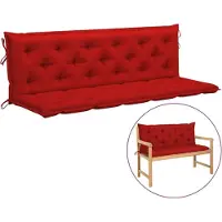 vidaXL Coussins de banc de jardin 2 pcs. Rouge 180x50x7 cm Tissu Oxford