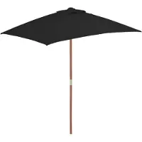 vidaXL Parasol avec mât en bois Noir 150x200 cm - Parasols & ombrelles