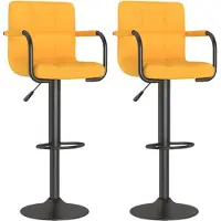 vidaXL Tabouret de bar 2 pcs. jaune moutarde Tissu