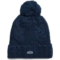 Superdry Femme Tricoté Bonnet À Pompon, Marine