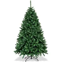 Costway Sapin de Noël 180 cm, Arbre de Noël artificiel en PVC, Sapin avec support métallique pliable, avec 1355 pointes
